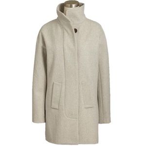 J. Crew Women’s Gray City Coat Wool Blend Long Line Button High Collar Size 00